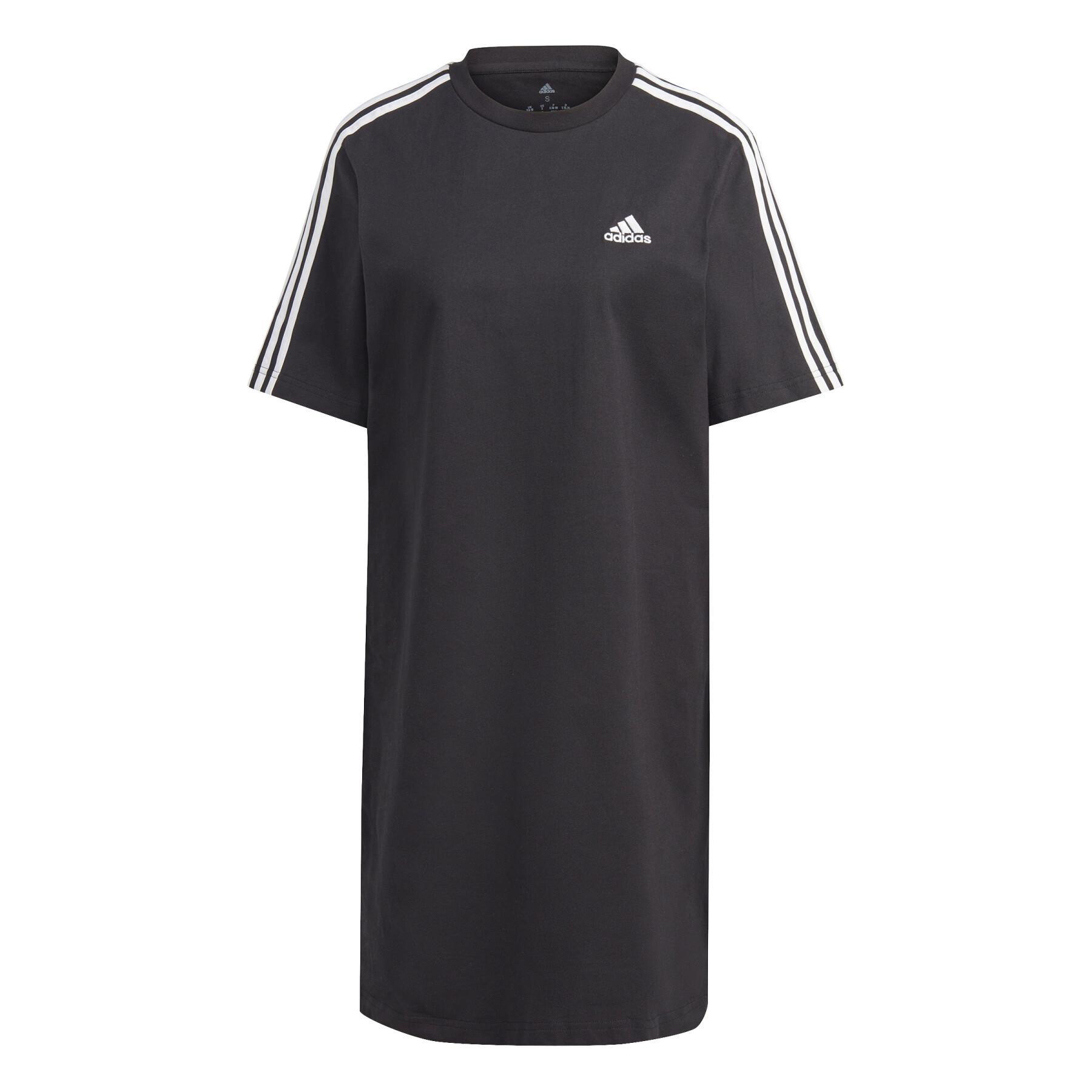 T-shirtklänning i single jersey för kvinnor adidas Essentials 3-Stripes Boyfriend