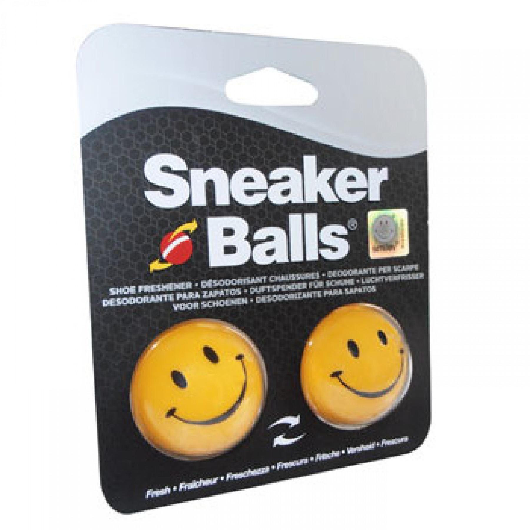 Förpackning med 2 deodoriserare för happy face sneakerballs