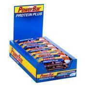 Förpackning med 30 bars PowerBar Protein Plus 30 % Low Sugar - Chocolate Brownie